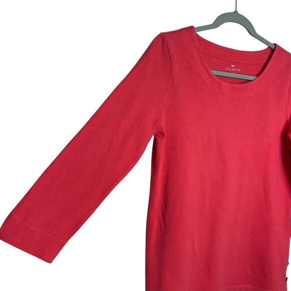 Talbots Top Women S Pink 3/4 Sleeve Blouse Shirt Pullover Anchor Buttons Coastal - Picture 5 of 10